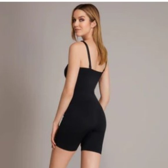Shapewear V-Neck Shaper Bodysuit Sculpting Mid-thigh NWT Black Small - Picture 2 of 6
